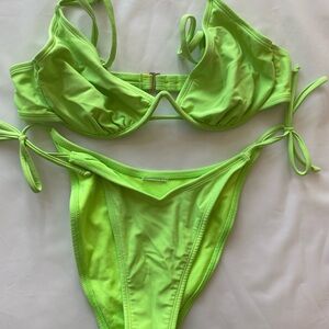 Neon Lime Tie-Side Bikini Set